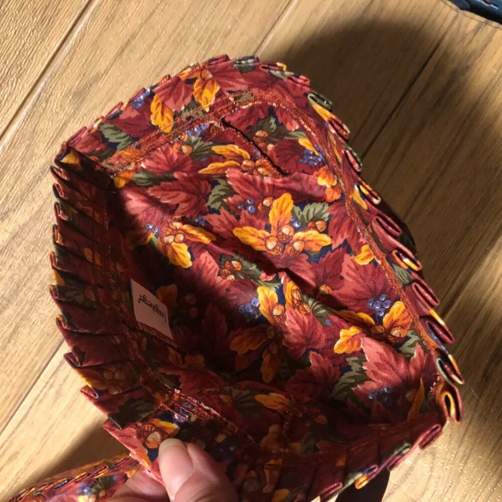 Longaberger basket accessories: 4 items lining and ribbon in orange brown rust